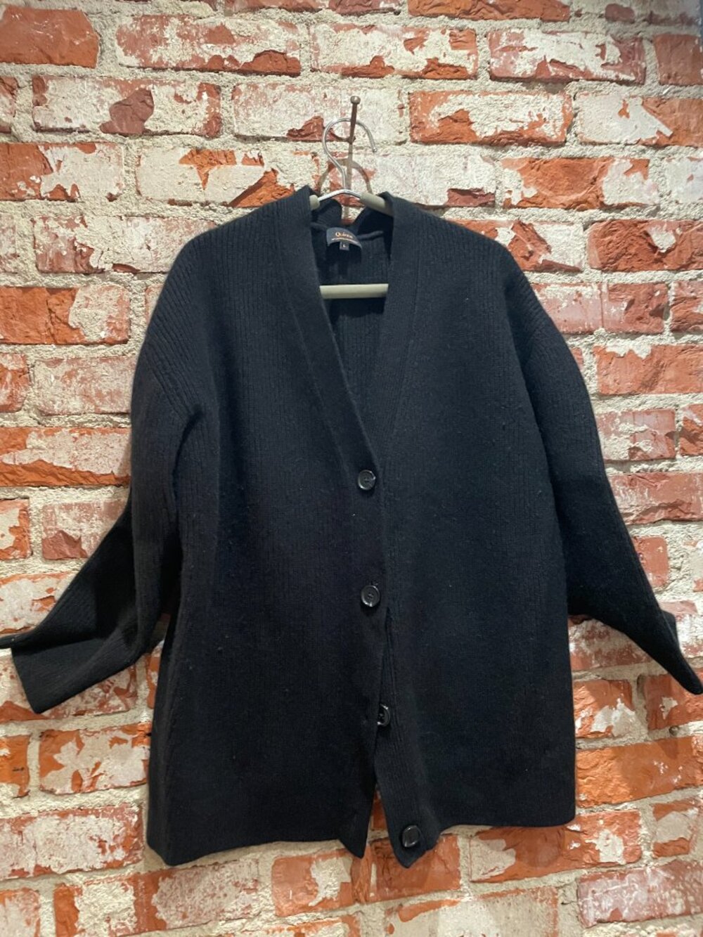 QUINCE Black 100% Cashmere Boyfriend Sweater
